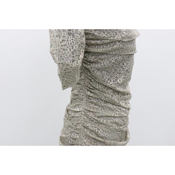 Badgley Mischka Lace Gown Silver Off the Shoulder Dress Size 8 Retail $660 - Picture 8 of 16